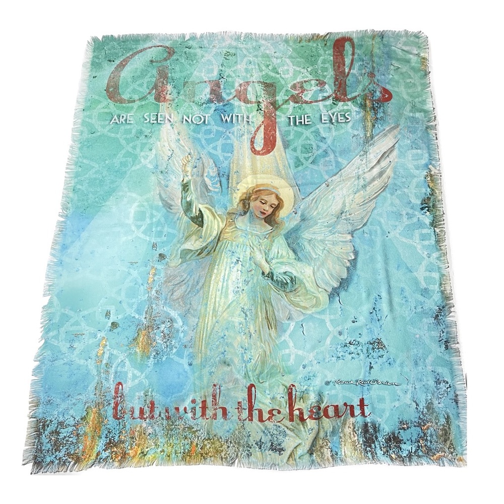 Patrick Reid O’Brien Plush Throw blanket 60” X 50” Angel Aqua Art Deco